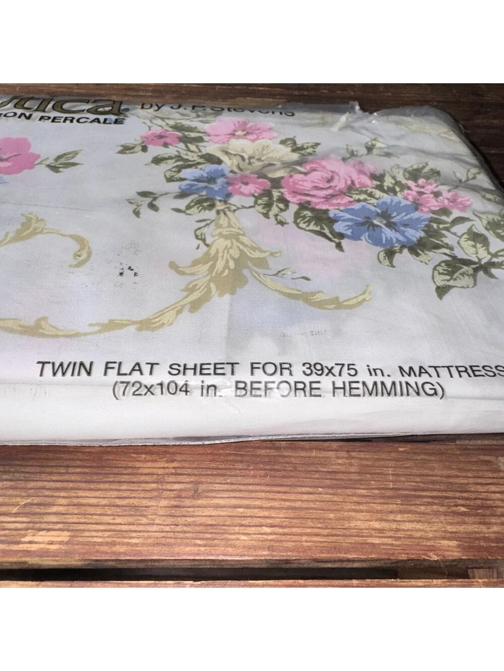 Vintage Stevens Utica Twin Flat Sheet Canterbury Floral Percale USA NEW IN PKG